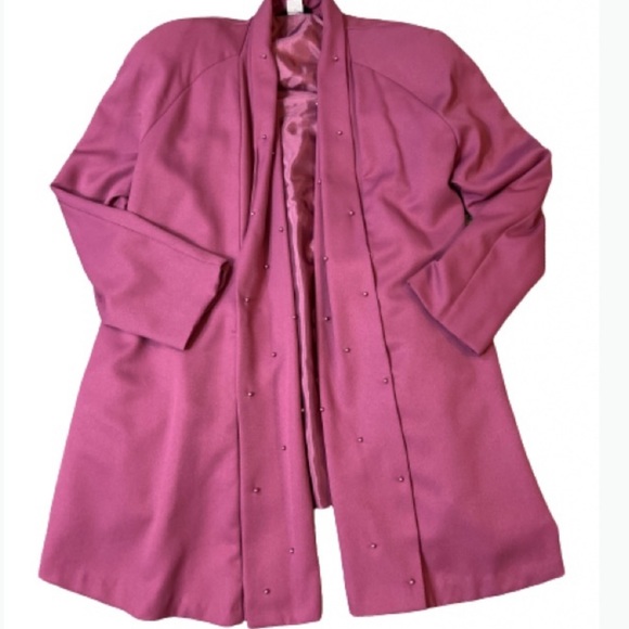 Chad Steven’s Blazer Skirt Set  Pink Pearl Trimmed Swing Blazer Size 12 - Picture 4 of 14